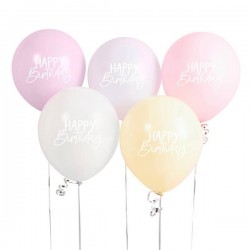 PALLONCINI PASTELLO BUON COMPLEANNO 30cm 5pz