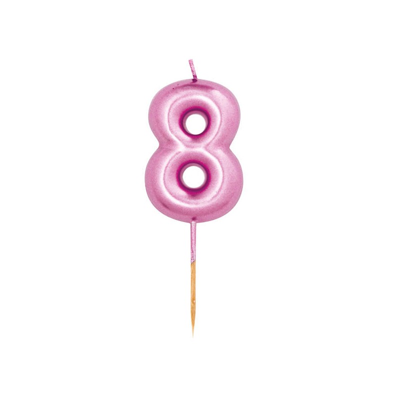 CANDELINA NUMERO 8 METAL FUCSIA 7cm