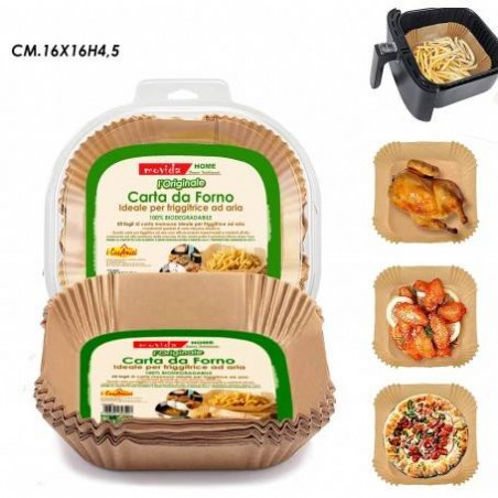 STAMPI CARTA FORNO PER FRIGGITRICE AD ARIA 16x16cm 50pz
