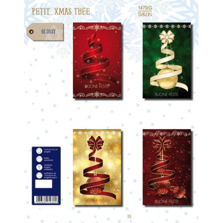 BIGLIETTO AUGURI NATALE 1479/G PETIT - XMAS TREE 4pz