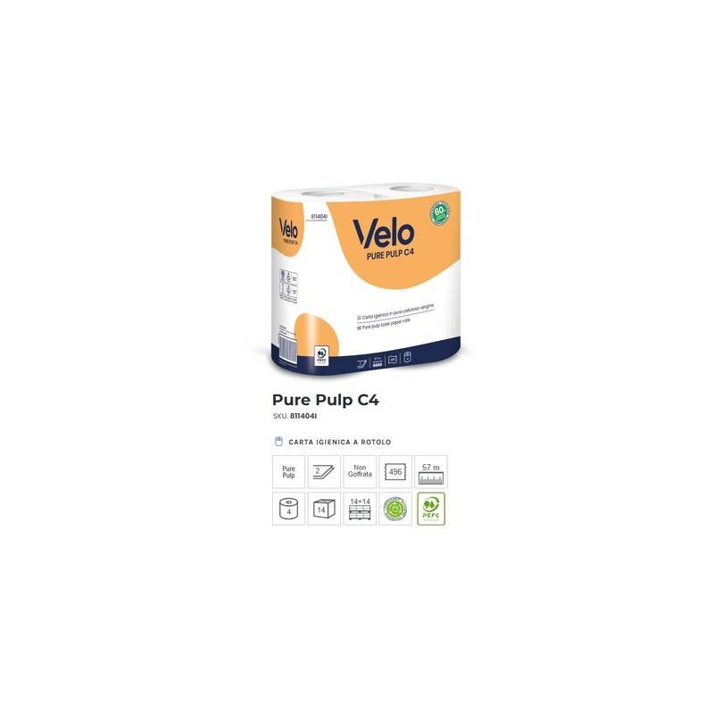 CARTA IGIENICA PURE PULP C4 2V 400str 4 ROTOLI VELO