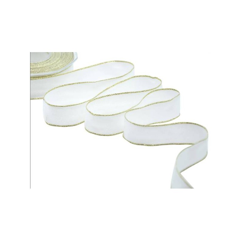 NASTRO ANIMATO SABLè BIANCO BORDI LUREX ORO mm25x25mt COL.1