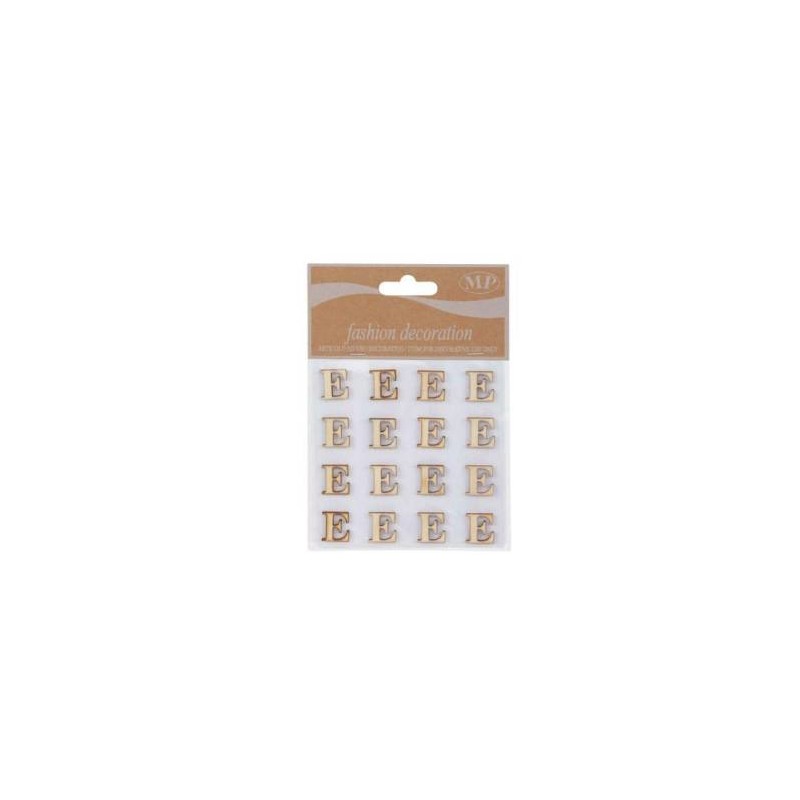 LETTERE 'E' IN LEGNO 10x10cm 16pz