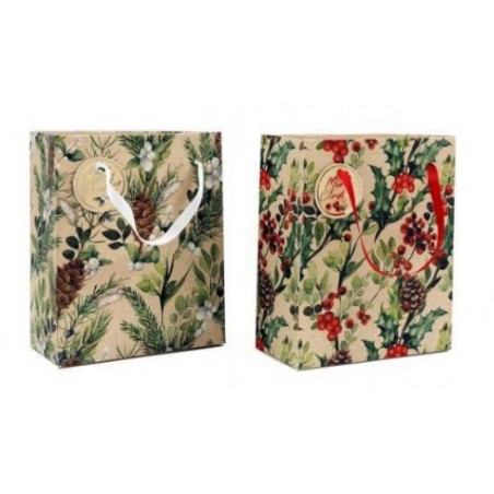 BORSA REGALO 19x23cm XMAS BERRIES 2ass.ti 1pz