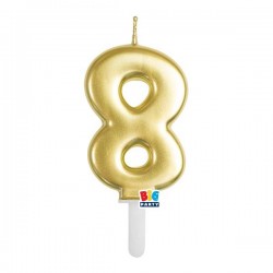 CANDELINA NUMERO 8 TINY PLUMP ORO METAL 7cm