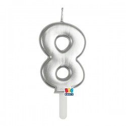 CANDELINA NUMERO 8 TINY PLUMP ARGENTO METAL 7cm