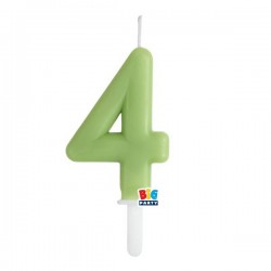 CANDELINA NUMERO 4 TINY PLUMP VERDE OLIVA 7cm