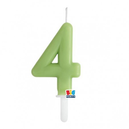 CANDELINA NUMERO 4 TINY PLUMP VERDE OLIVA 7cm