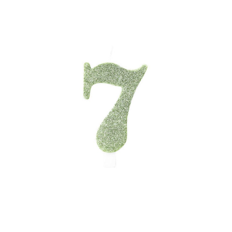 CANDELINA NUMERO 7 GLITTER SALVIA 9,5cm