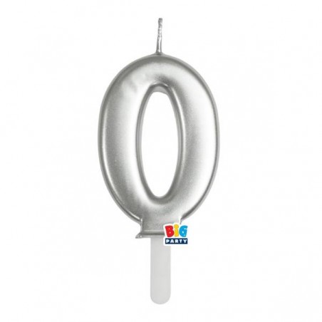 CANDELINA NUMERO 0 TINY PLUMP ARGENTO METAL 7cm