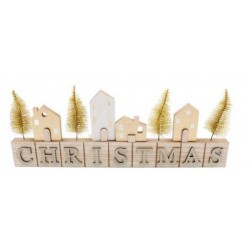 SCRITTA LEGNO 40x15cm CHRISTMAS