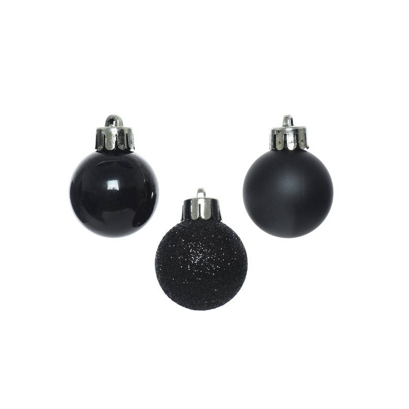 PALLINE INFRANGIBILI ø3cm TUBO MIX NERO 14pz