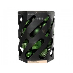 PALLINE INFRANGIBILI ø6cm BOX VERDE PINO MIX 40pz