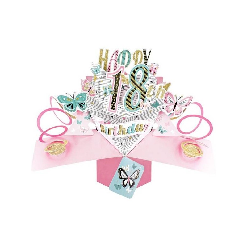 BIGLIETTI AUGURI POP UP FARFALLE 18ANNI