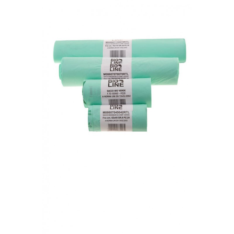 SACCHI NU BIO VERDE COMPOST 50x60cm 17my 30lt 20pz EN13432 ROTOLO