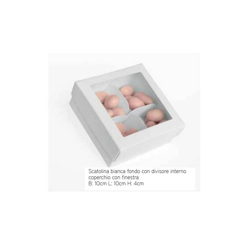 SCATOLA C/DIVISORE 4 SCOMP. 10x10x4cm BIANCA 10pz