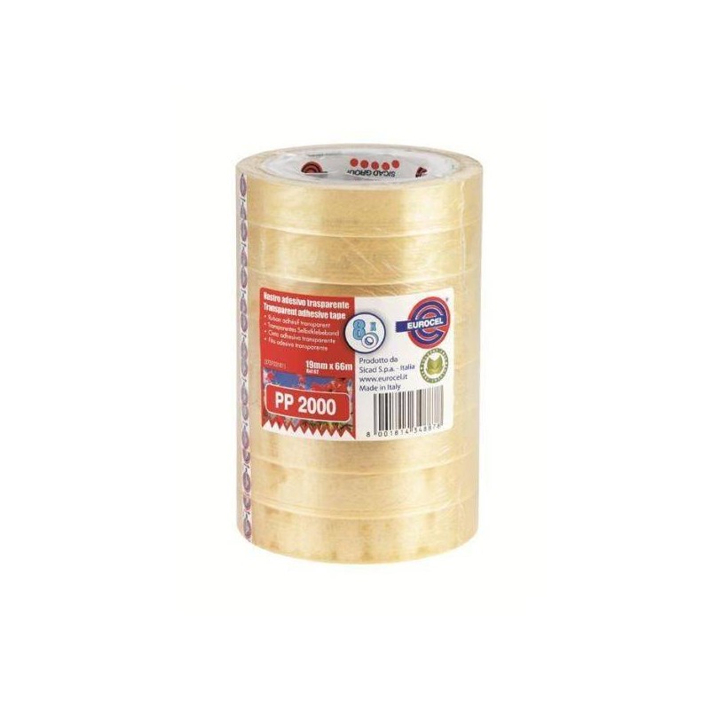 NASTRO ADESIVO mm19x66mt TRASPARENTE 8PZ