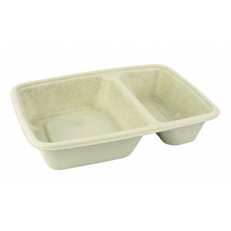 VASCHETTA POLPA RETTANGOLARE 2 SCOMP. 16x23x5 550/250ml BIO COMPOSTABILE 75pz