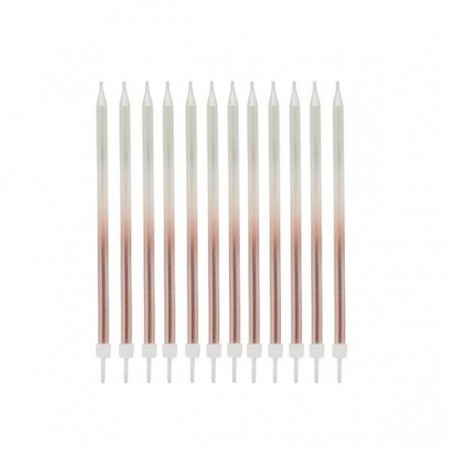 CANDELINE C/SUPPORTO SFUMATE ROSE GOLD 12pz
