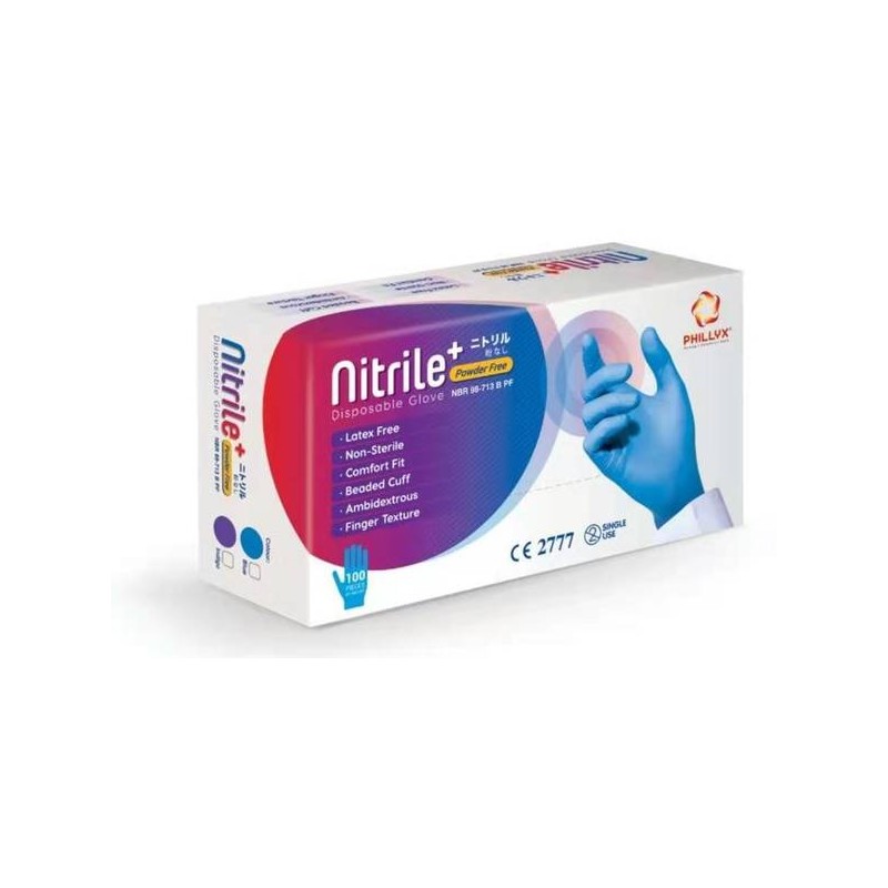 GUANTI NITRILE BLU NBR 98-713 SENZA POLVERE 100pz TG.L