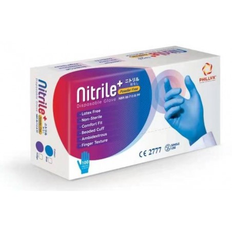 GUANTI NITRILE BLU NBR 98-713 SENZA POLVERE 100pz TG.L