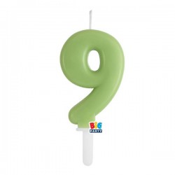 CANDELINA NUMERO 9 TINY PLUMP VERDE OLIVA 7cm