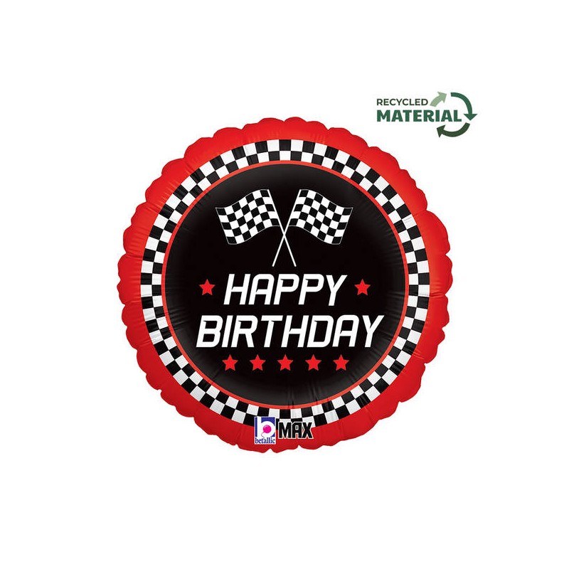PALLONE MYLAR 18 46cm CHECKERED FLAG BIRTHDAY