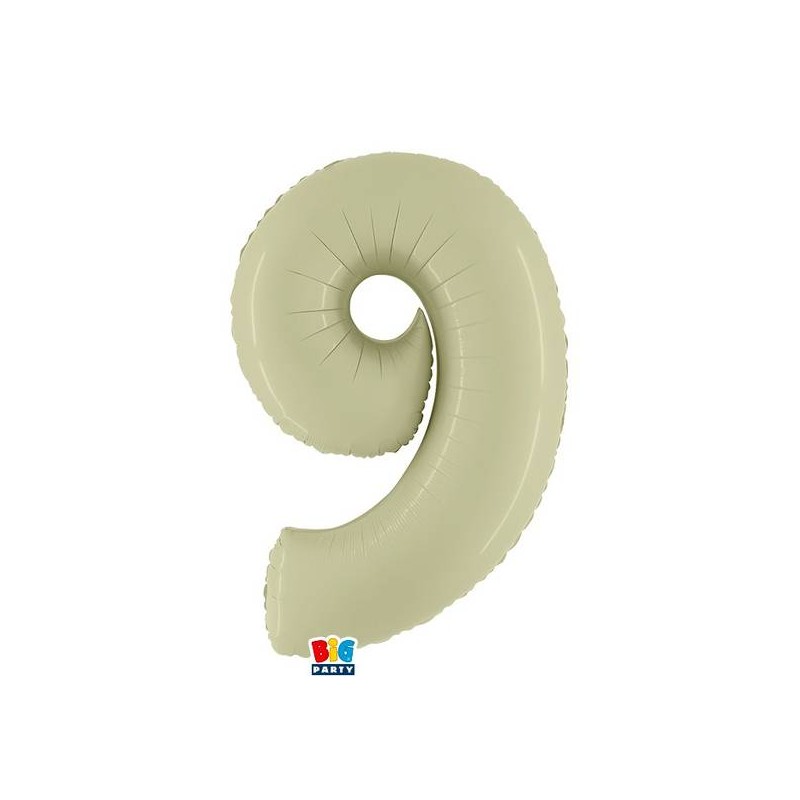 PALLONE NUMERO 9 MYLAR 102cm 40 VERDE OLIVA