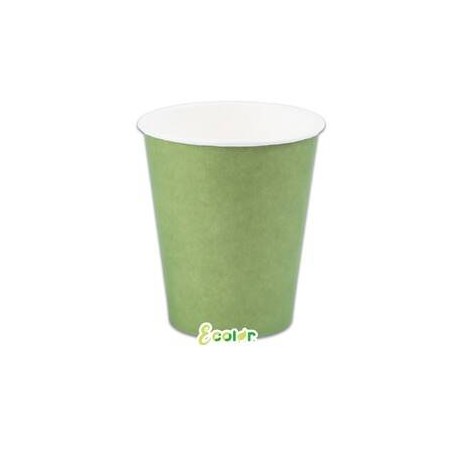 BICCHIERI 200cc ECOLOR BIODEGRADABILI VERDE OLIVA 25pz