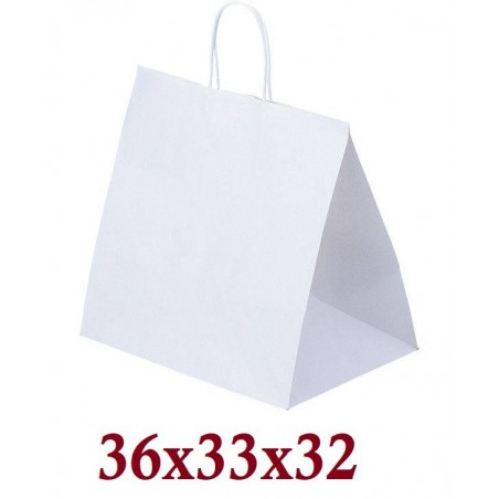 BORSA TORCIGLIONE CARTA KRAFT BIANCO MIS.36x33x32cm 25pz