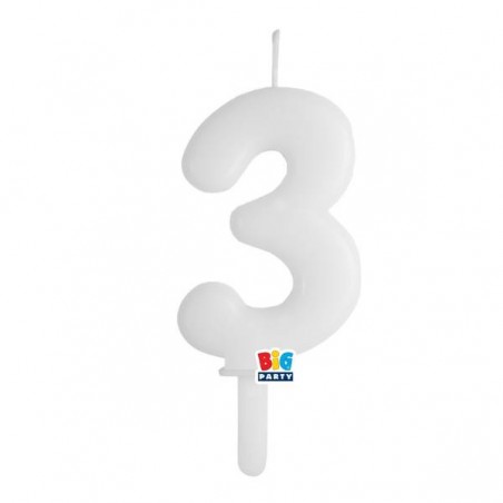 CANDELINA NUMERO 3 TINY PLUMP BIANCO 7cm