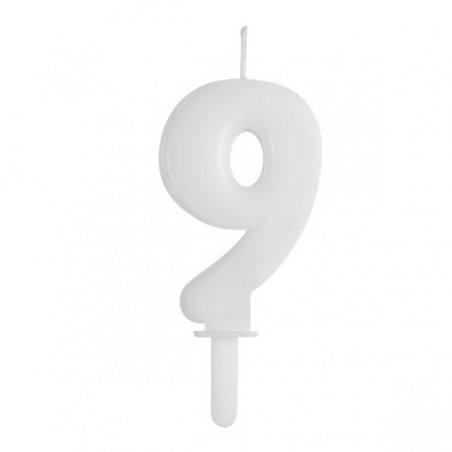 CANDELINA NUMERO 9 TINY PLUMP BIANCO 7cm