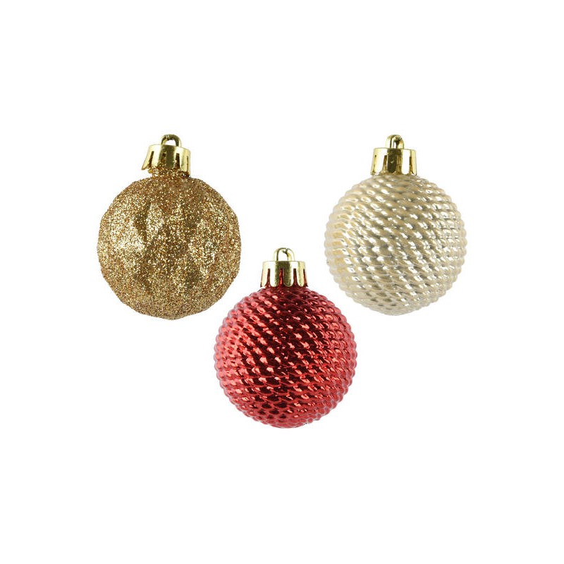 SET PALLINE ø4cm ROSSO/ORO/PERLA 9pz
