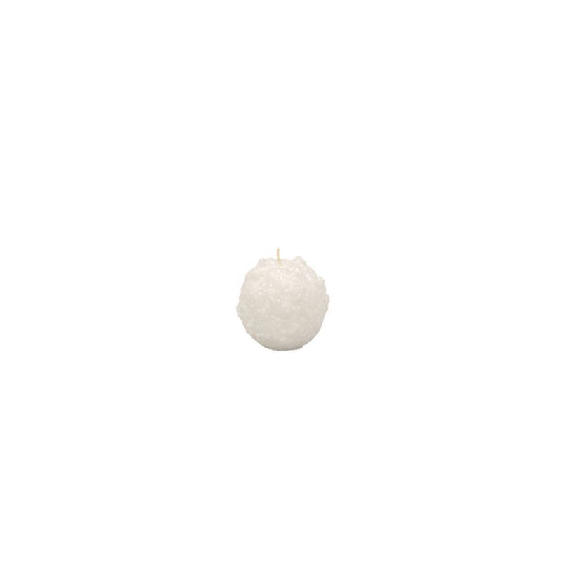 CANDELA A FORMA DI PALLA EFFETTO NEVE ø8cm 1pz