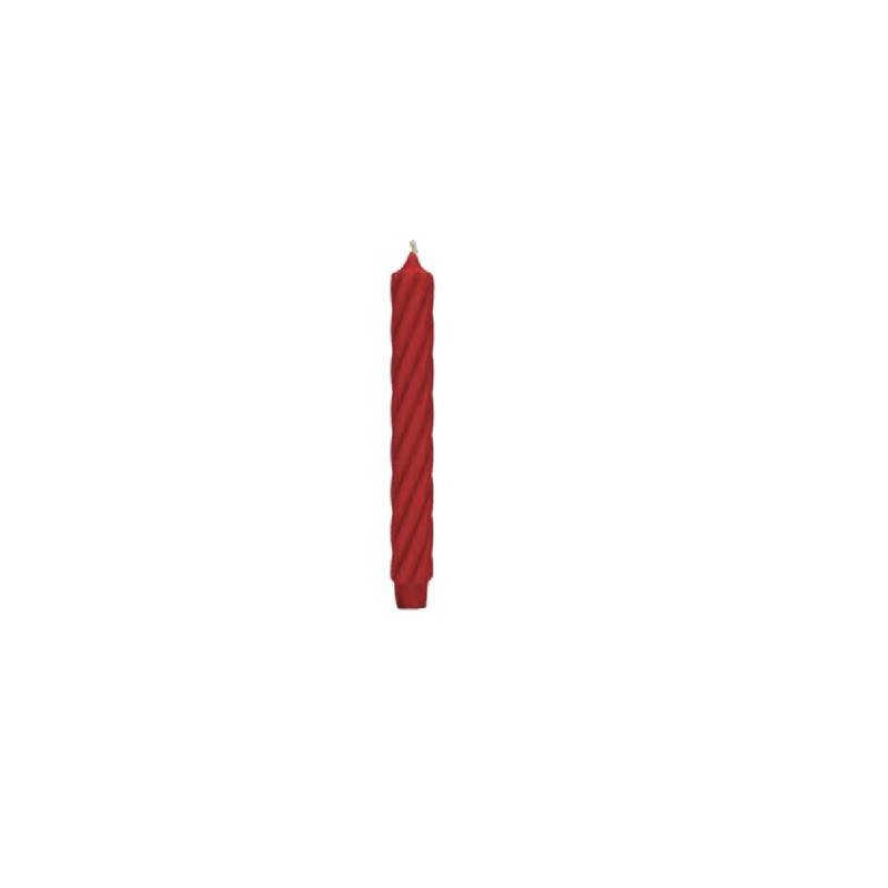 CANDELA CONICA RUSTIC TWIST H.25cm ø2,8cm ROSSO RUBINO 4pz