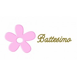 BIGLIETTINO BOMBONIERA BATTESIMO FIORE ROSA 20pz