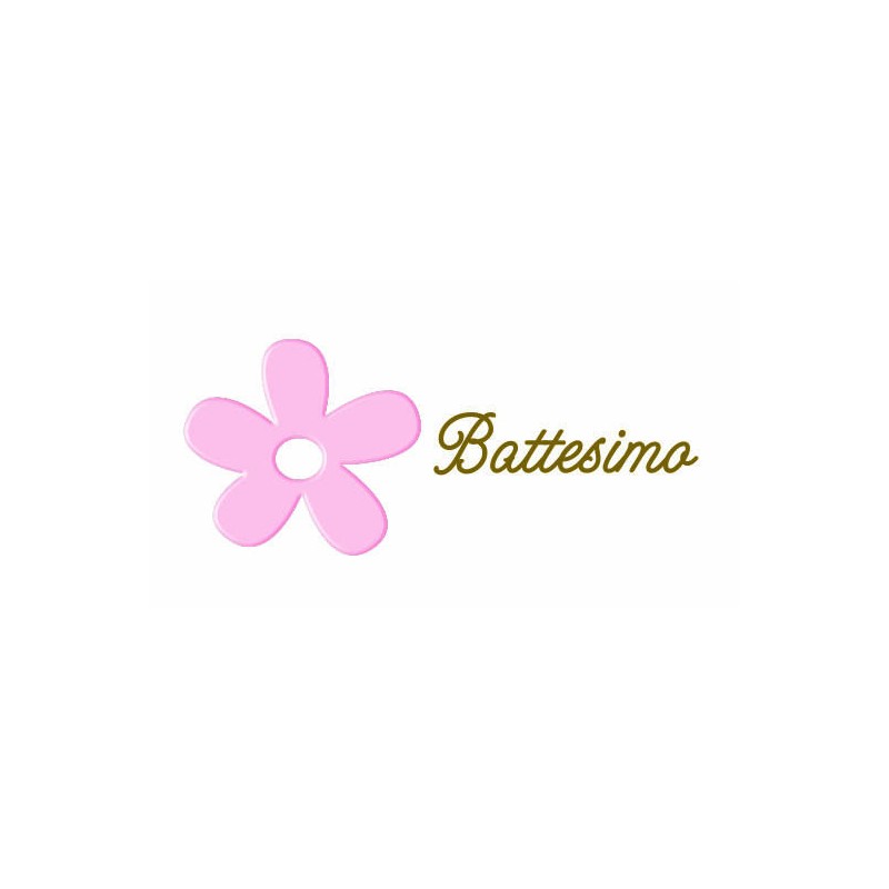BIGLIETTINO BOMBONIERA BATTESIMO FIORE ROSA 20pz