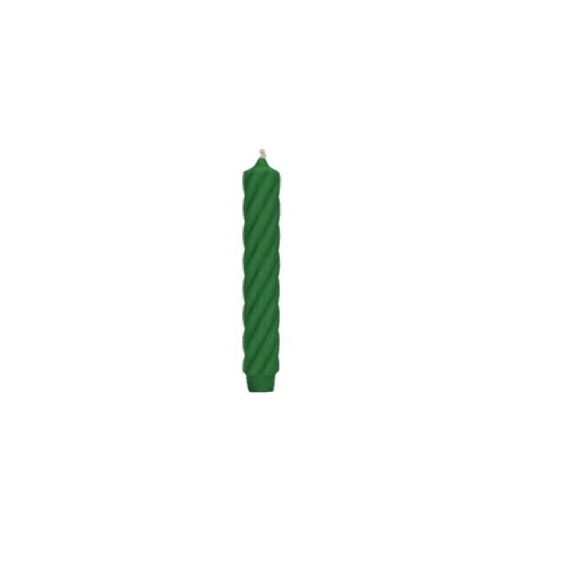 CANDELA CONICA RUSTIC TWIST H.25cm ø2,8cm VERDE CACCIATORE 4pz