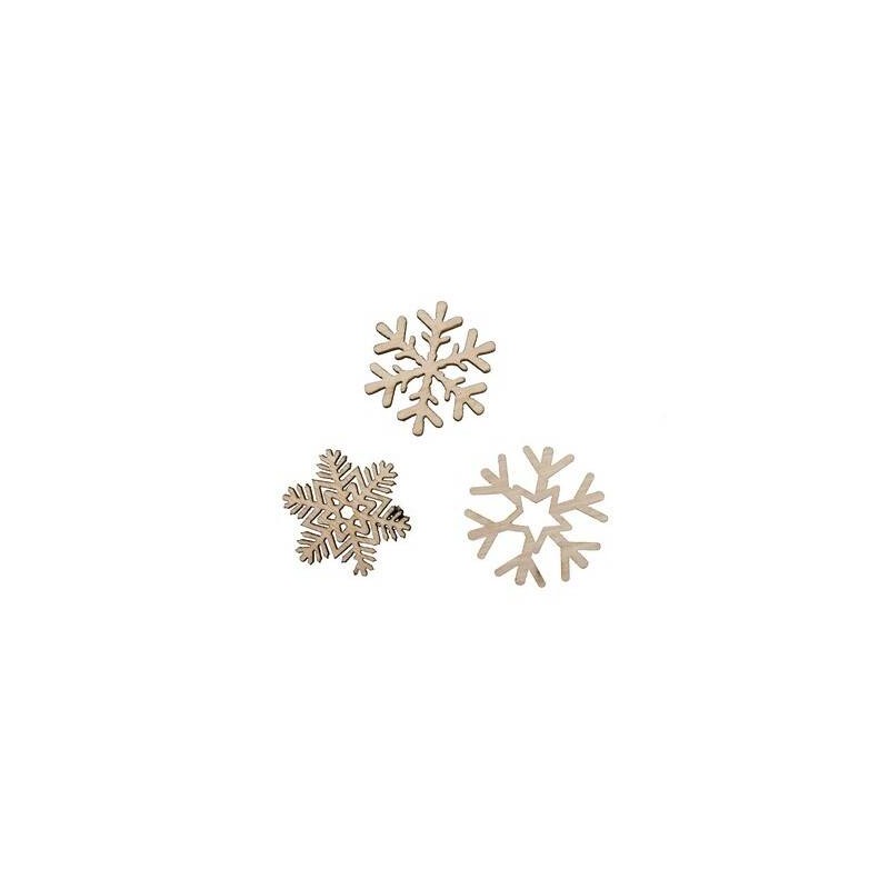 FIOCCHI DI NEVE IN LEGNO NATURAL 4cm ASS.TI 72pz