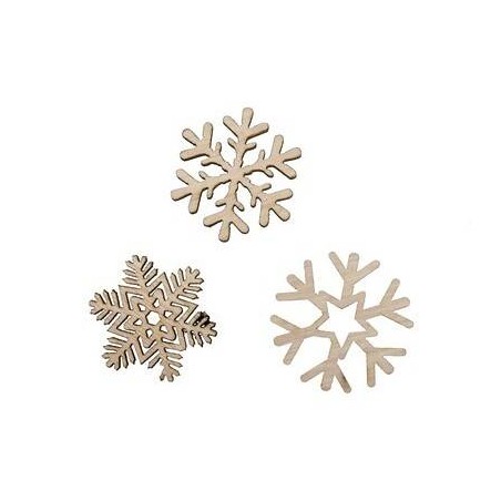 FIOCCHI DI NEVE IN LEGNO NATURAL 4cm ASS.TI 72pz