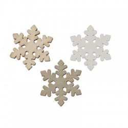 SOGGETTI IN LEGNO NATURALE FIOCCO NEVE 3cm ASS.TI 60pz