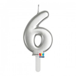 CANDELINA NUMERO 6 TINY PLUMP ARGENTO METAL 7cm