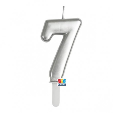 CANDELINA NUMERO 7 TINY PLUMP ARGENTO METAL 7cm