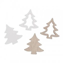 SOGGETTI IN LEGNO NATURALE/BIANCO ALBERI ASS.TI 48pz