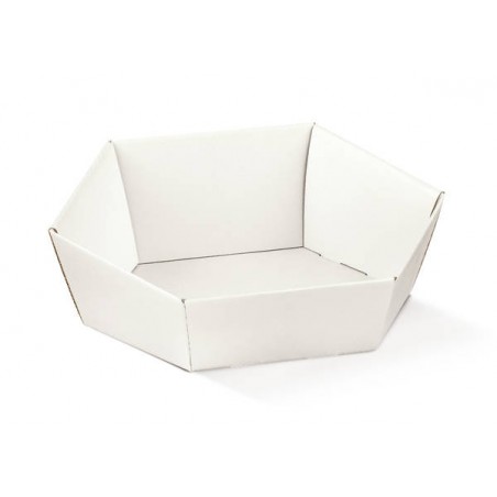 CESTA CARTONE ESAGONALE 29x23x8,5cm FIBRA BIANCO