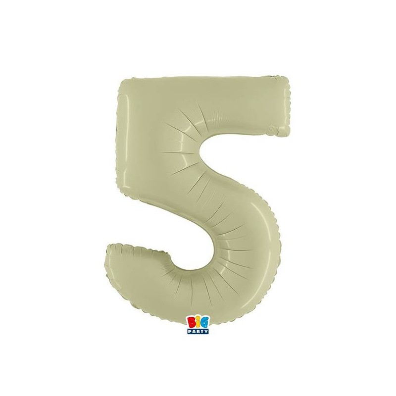 PALLONE NUMERO 5 MYLAR 102cm 40 VERDE OLIVA