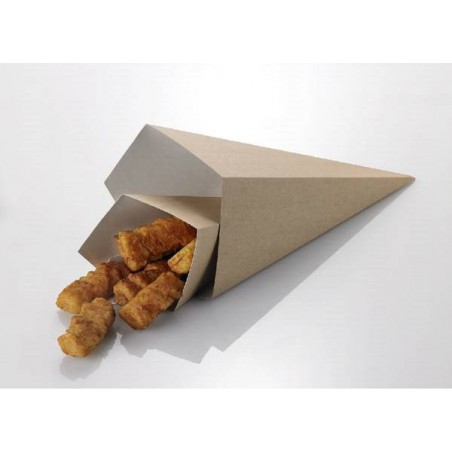 CONO DA FRITTI KRAFT/PE AVANA/BIANCO 9,5x9,5x22,5cm 50pz