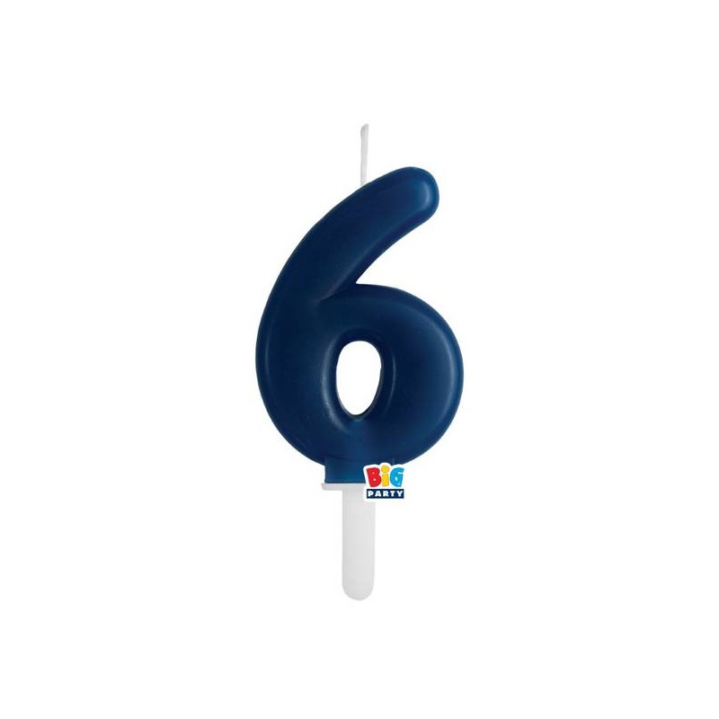 CANDELINA NUMERO 6 TINY PLUMP BLU NAVY 7cm