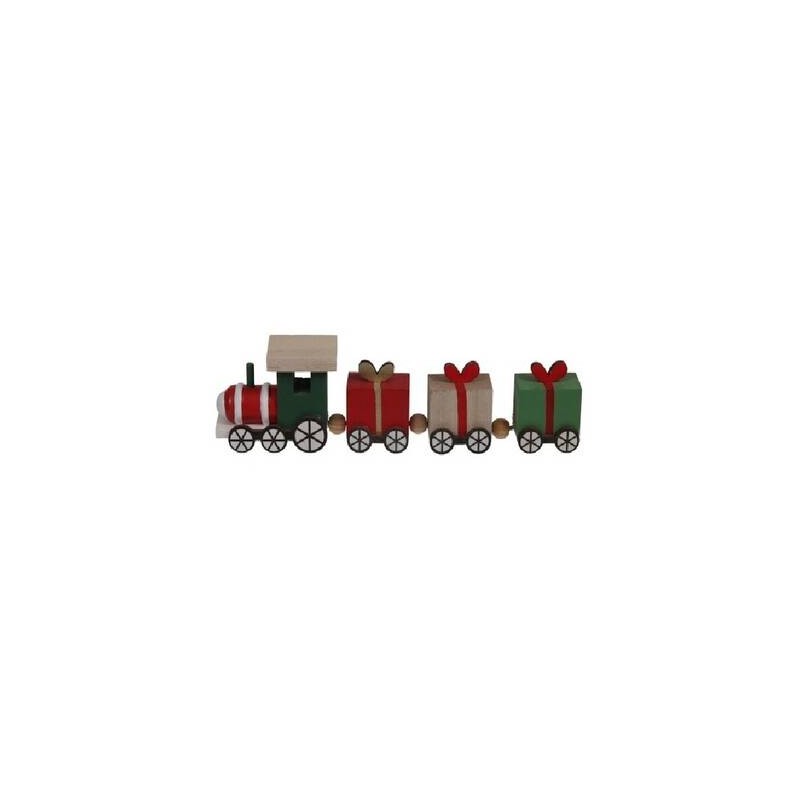 TRENINO IN LEGNO 18x2,5x5cm ROSSO/VERDE