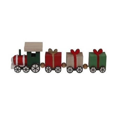 TRENINO IN LEGNO 18x2,5x5cm ROSSO/VERDE